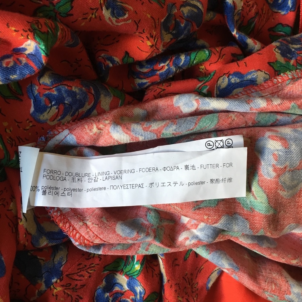 Zara Trafaluc Red Foral Romper Wrap Dress - M NEW - Picture 8 of 8